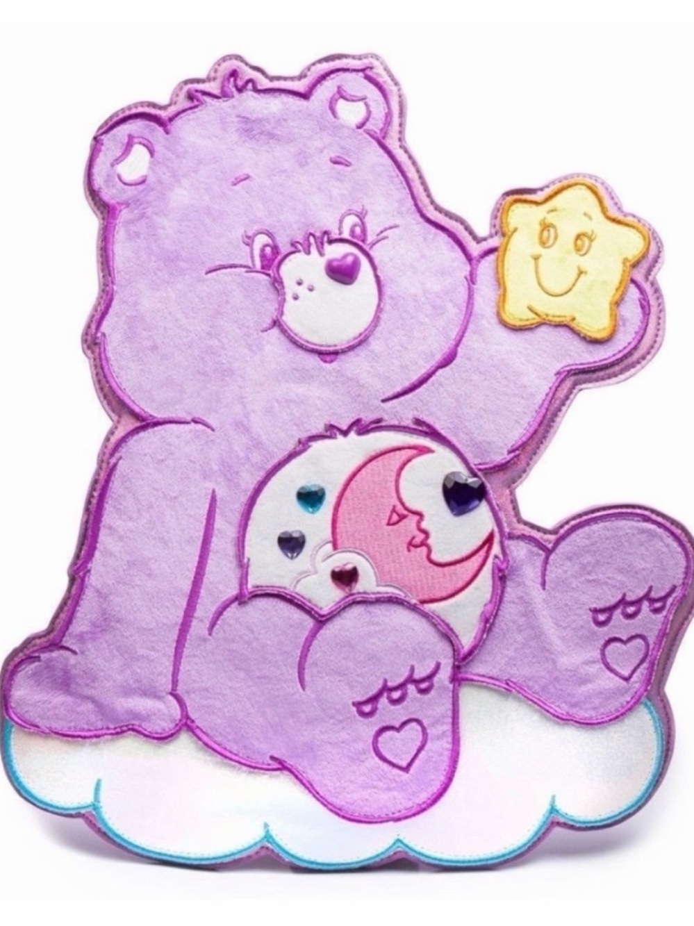 Care Bears Purple Plush Bear with Yellow Star and Pink Moon Emblem